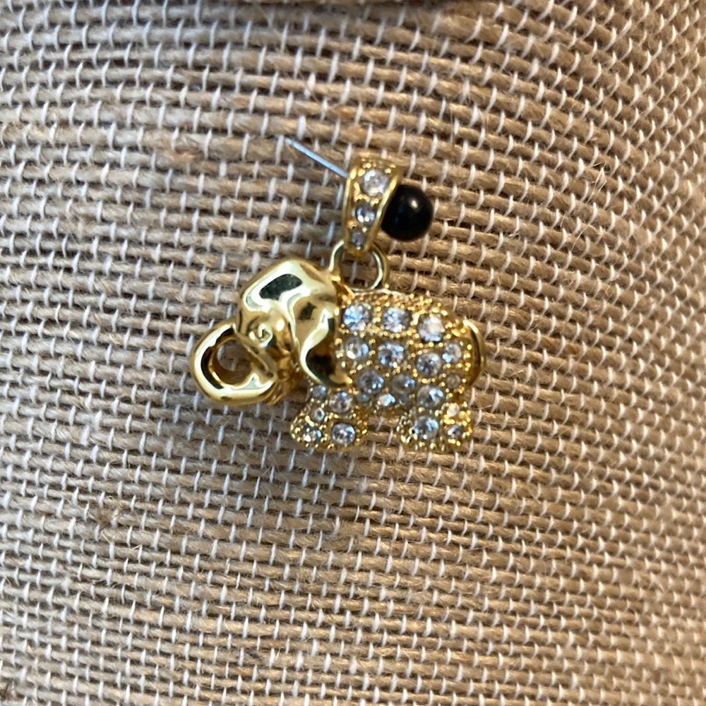 ELEPHANT Gold Plated 925 Silver Elephant Pendant with Crystals